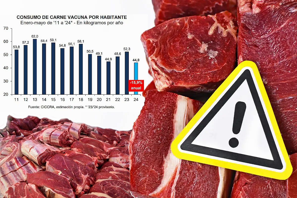 El consumo de carne vacuna cayó a su peor nivel en los últimos 30 años